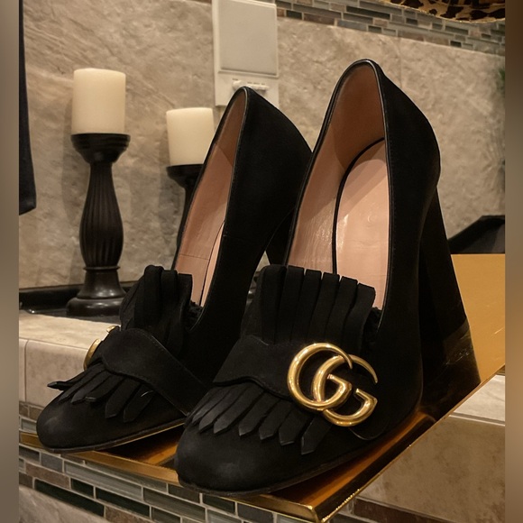 Gucci Suade GG black heel - Picture 1 of 3